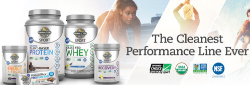 Sport Products by Garden of Life include Protein, Bars and Energy powders