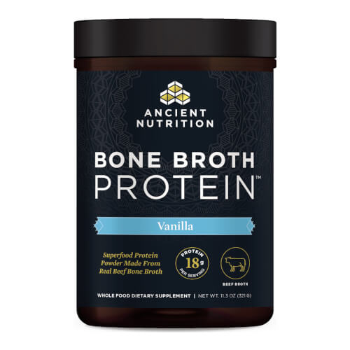 Ancient Nutrition Bone Broth Protein Beef Vanilla 15 Servings Powder